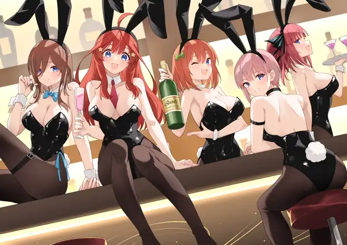 The Sisters Working Hard As Bunny Girls (Quintessential Quintuplets)
