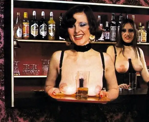 Retro AltBoobWorld : Today, its of course seen as bad etiquette to rest your boobs on a table (or a serving tray), but the 1970s were a very different time I guess.