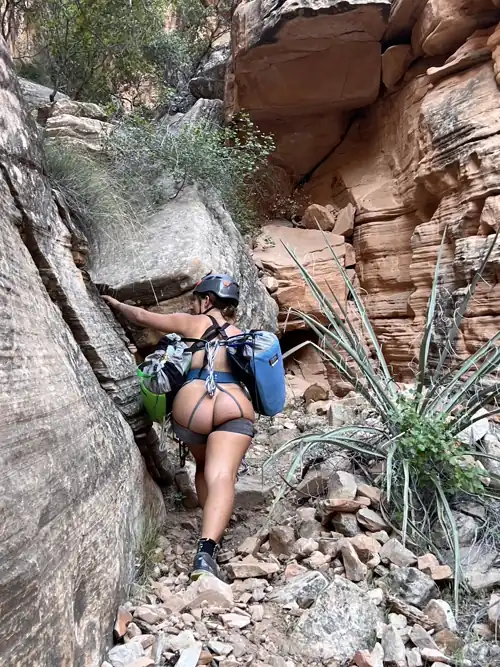 Nude canyoneering