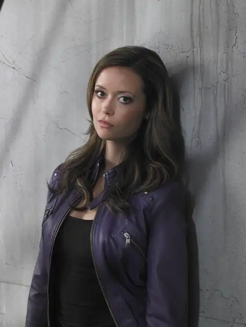 Cameron in her purple leather jacket from the #TSCC season 1 photoshoot.