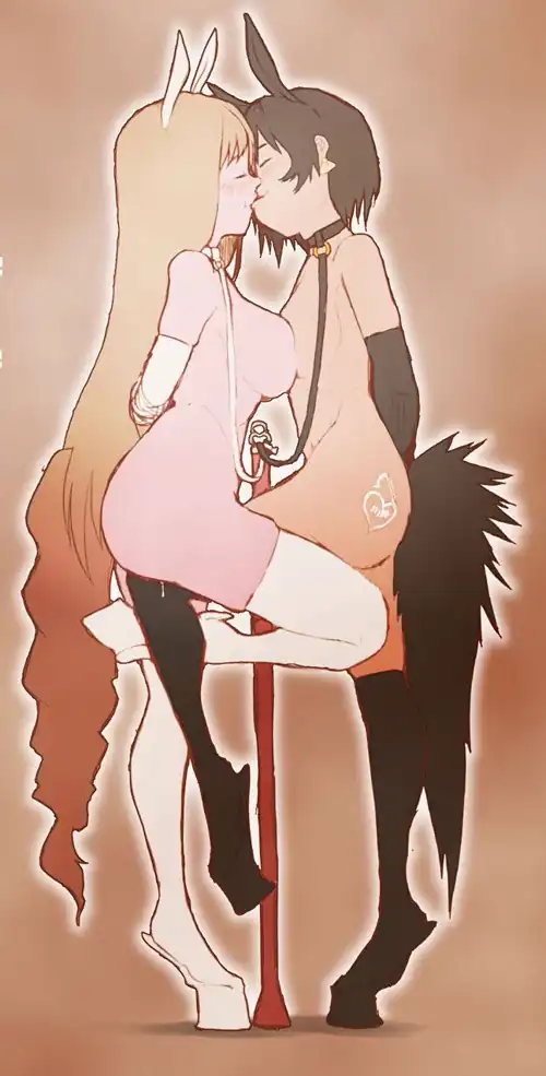 Ponyboy and girl secured to a pole.