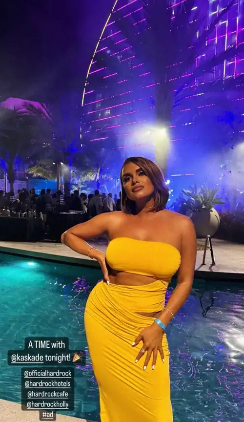 Wearing yellow dress last night while attending event | IG 5/4/24